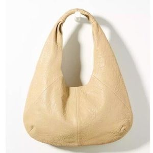 Anthropologie Pebbled Leather Slouchy Shoulder bag Cream